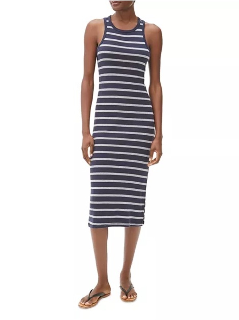 Michael Stars Ruby Striped Midi Dress Sleeveless